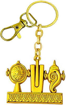 AFH Shanku Chakra Namam Balaji Lobster Charm Gold Keychain for Men and Women Key Chain