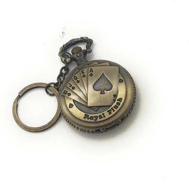 gtrp keychain-Royal Flush Playing Cards Pocket Watch Key Chain