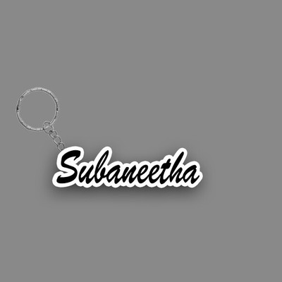SY Gifts SYG Subaneetha Name Keychain White And Black Key Chain