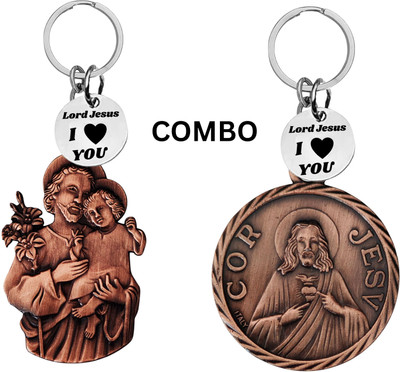 M Men Style Lord Jesus Keychain Combo– Sacred Heart Religious Keyring Set SkeyCom635-623 Key Chain