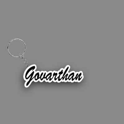 SY Gifts SYG Govarthan Name Keychain White And Black Key Chain