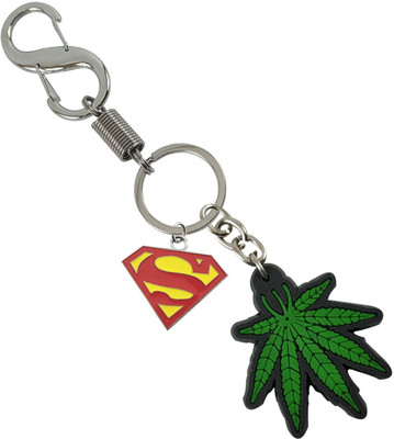 HANDSOME ISK Antique Design Green Leaves With Supermen Logo Locking Lock Key Chain
