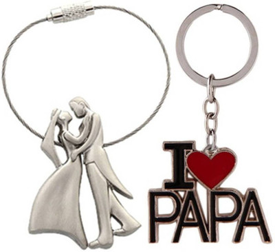 Blue Aura Combo Set of I Love Papa and RomantiCouple Key Chain