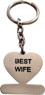 Deethyas Fashion Best WIFE Text in Heart Beautiful Gifting Engraved 1mm Thickness Strong Metal Key Chain