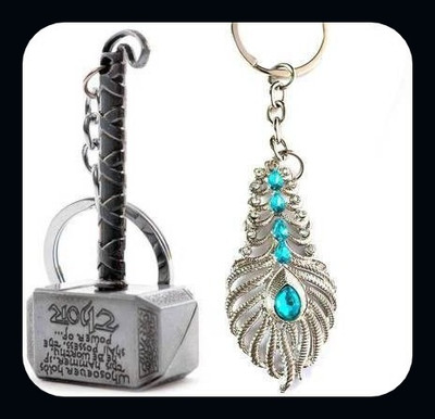 Meeko.com Oh My God Stone Studded And Thor Hammer 3D Key Chain_kk580 Key Chain