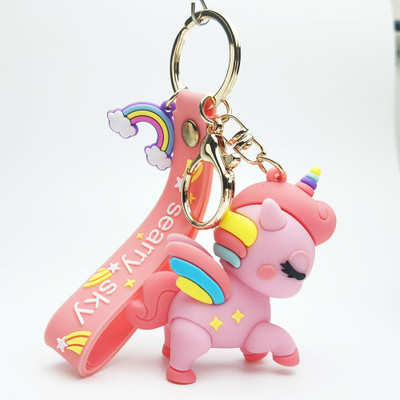 infinitepiinitiatives Cute Cartoon Unicorn Keychain | Soft Rubber Bag Charm for Kids & Girls Gift Key Chain