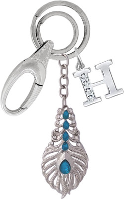 MGP FASHION OMG Lord Mor Pankh Blue Stone Krishna Pendant Keyring Alphabet H Key Chain
