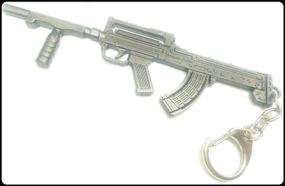gtrp Top_PUBG silver color machine gun with extend mag keychain ZI Key Chain