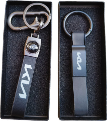 JNV Stylish | Black Leather Keychain Compatible With KIA Cars | Pack Of 2 | Key Chain