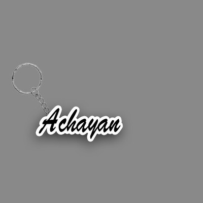 SY Gifts SYG Achayan Name Keychain White And Black Key Chain