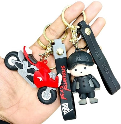 Samvardhan Silicone Bike & Boy Key Rings/chain,3D Rubber, Stylish Design Cartoon Multicolor Key Chain