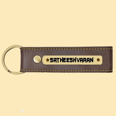 SY Gifts Satheeshvaran Name Brown Artificial Leather Keychain Key Chain
