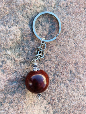 ANAWARIYAS Red sandalwood keychain beads size 20mm Key Chain