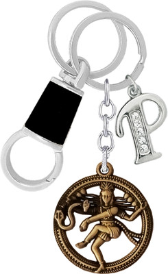 KYP Fashion Shiva Idol Lord Shiva Dancing Natraj/Nataraja Statue Alphabet P Key Chain