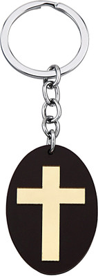 BLESSINGS Cross Acrylic Brown & Gold Key Chain