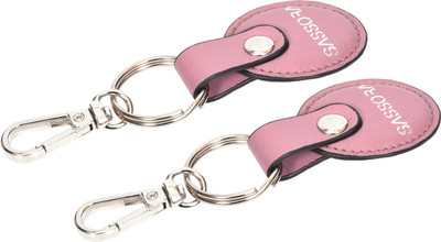Sassora Genuine Leather Round Shape Key Chain Gift Set - Pack Of 2 Key Chain