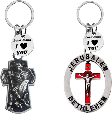 The Men Gift Saint Michael & Jerusalem Bethlehem Metal Christian Keychain ShivkeyCom652-671 Key Chain