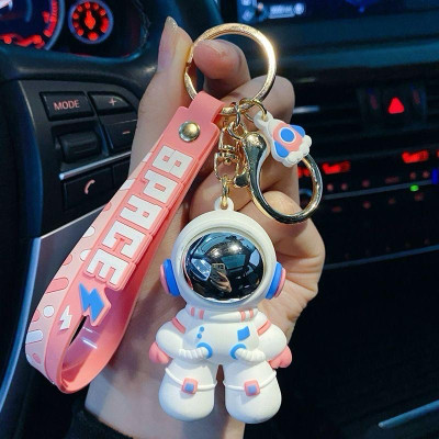 SRG Astronaut Keychain and Keyring with Strap and Charm Pink Key Chain