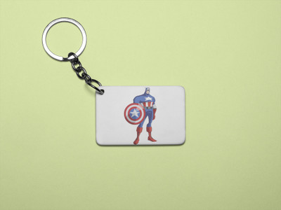 Rushaan Captain America standing- Printed acrylic animated Keychain(Pack Of 2) Key Chain