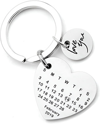 Myurawells Customized Personalized Metal Keychain With Calendar & date Key Chain