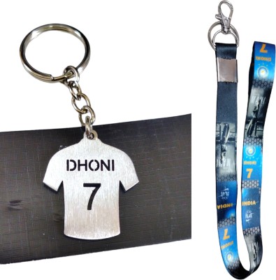 Deethyas Fashion Pack 2 Ms Dhoni Jersey No 7 Metal Grey And Dhoni 18inch Nylon Lanyard Tag Combo Key Chain