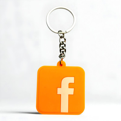 swagtreg Orange Facebook Logo Keychain | Cool & Funky Rubber Keychain for Boys & Girls Key Chain