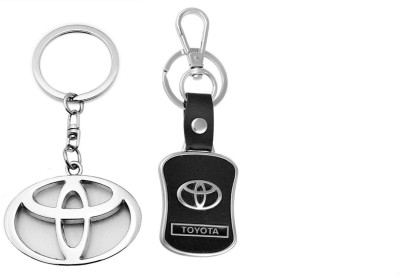 MAG BEE Styling Car Toyot ( Leather & Metal) Keyring Compatible with Combo Pack of 2 Car Key Chain