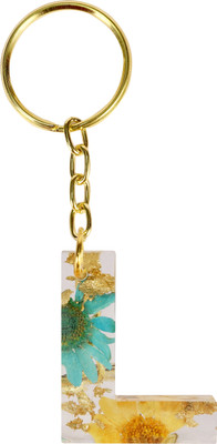 CRAFT STUDIO Blue - Yellow Resin Alphabet L Initial letter keychain for Boys & Girls Key Chain