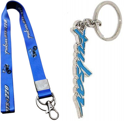 Deethyas Fashion Pack of 2 Pulsar 220 Lanyard 18inch Blue And Pulsar Metal Combo Keychain Key Chain