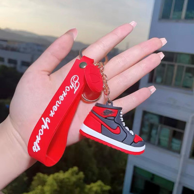 Mubco Sneakers Shoe Keychain | Strap Charm & Hook | PVC Key Ring Gift Boy Girl |Red Key Chain