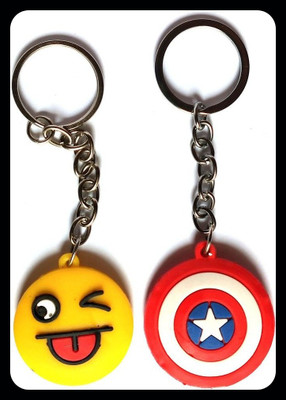 Meeko.com Smiley & Captain America rubber bike key chain Premium Key Chain