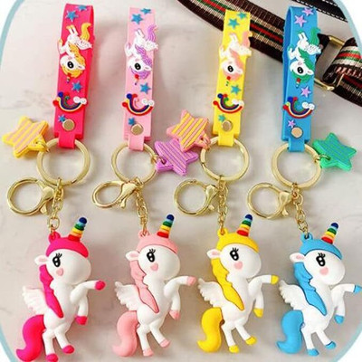 GKM Attractive unicorn Pvc Set combo pack of four keychains for boys & girls Key Chain