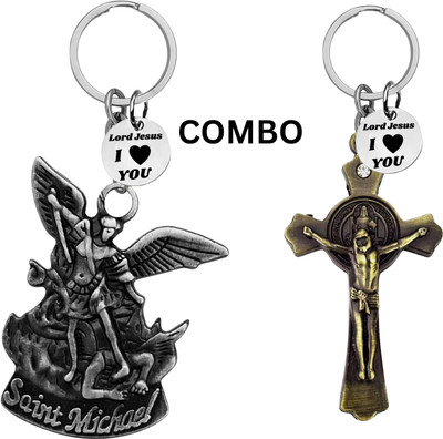 M Men Style Double-Sided Saint Michael Keychain – Jesus Christ Key Ring Medal Com649-663 Key Chain