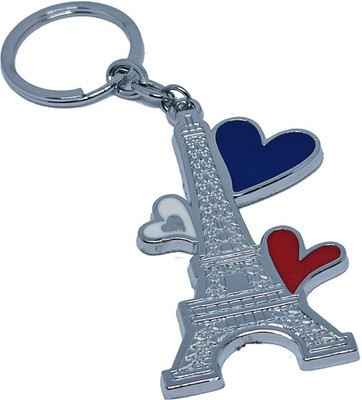 kd collections KD-PARISTOWER-SL Eiffel Paris Tower Heart Metal Keychain Key Chain