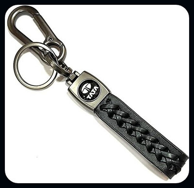 gtrp Tata Black Stainless Steel With Leather Strap Braided | Keychain-A Key Chain