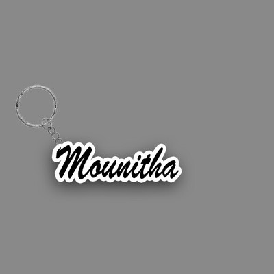 SY Gifts SYG Mounitha Name Keychain White And Black Key Chain