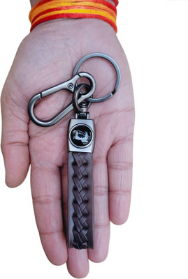 JNV Brown Leather Keychain Compatible With Jaguar XF | E Pace | XE Car Key Chain