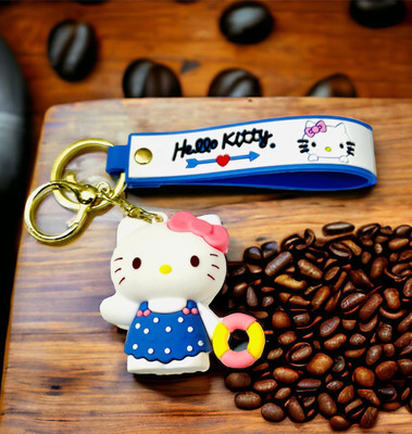 GKM Attractive Trendy Hello kitty with ring design premium 3D rubber keychain Key Chain