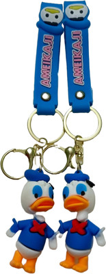 WHITE POPCORN DUCK KEYCHAIN IN SINGLE BOX PACKING WITH GOLDEN COLOR HOOK PACK OF 2 Key Chain