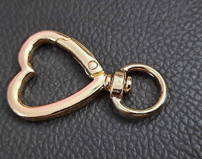 Tia Golden Heart Spring Ring with Swivel Ring-40mm Key Chain