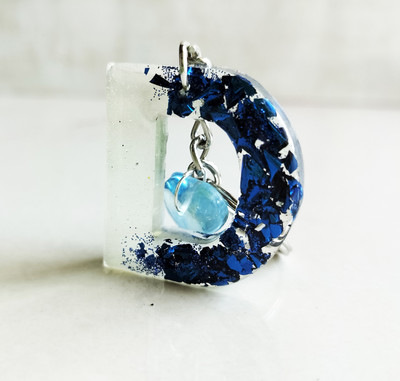 sreearts D letter blue color keychain|Trendy keychain Key Chain