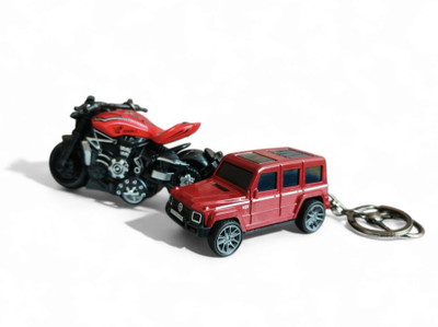 JNV Combo Of Antique Sports Pull Back Car And Bike Keychain For Car Dashboard Key Chain