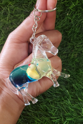 ShopTalk Crystal Floating Water Horse Inside Duck Key Chain
