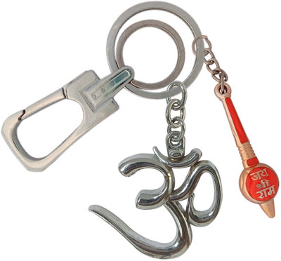 SHOKY LOOKS OM Symbol Sterling Silver Om Yoga Meditation High Quality Locking Lock Gada Key Chain