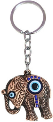 PEARLISH Premium Quality Evil Eye Elephant Keychain (Rosegold) Key Chain