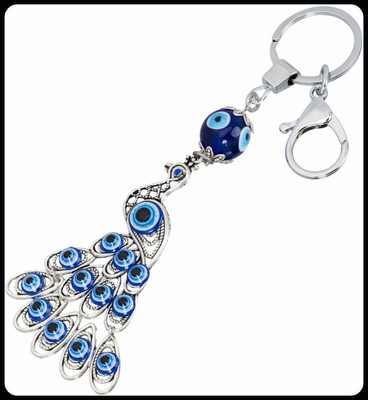 gtrp Trendy-Evil Eye Peacock Design Metallic Key Chain Key Chain