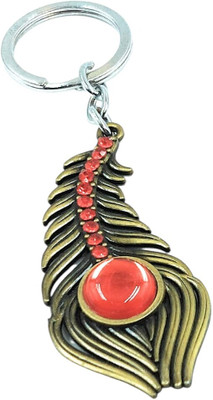 Shiani Peacock Feather Charm Bronze Red Colour Key Chain