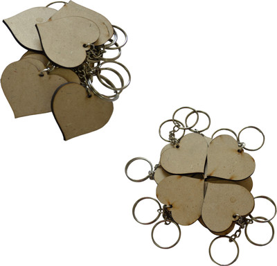 Ecomology 40 Pcs Heart Shape Key Chains with Ring (50 x 50) mm | Mandala Art MDF Board Key Chain