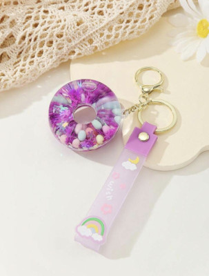 Sbb Novelty Quick Snad Floating Donut Shape Acrylic Fancy Keychain for Girls. Fancy Charm Key Chain