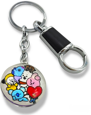 Jdp Novelty BTS Korean Music Band Animated Version Glass Keychain with Hook Key Chain